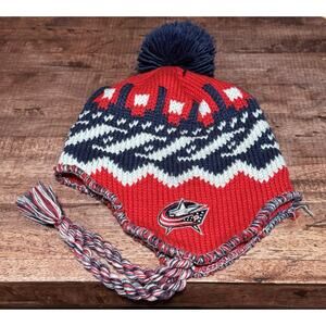 Reebok Columbus Blue Jackets Beanie W/ Pom - NHL Winter Knit Beanie Hat